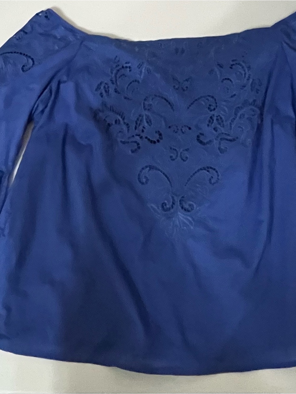 CHICO'S 3 100% Cotton Eyelet Embroidered Cutout Off Shoulder Blouse  XL/16